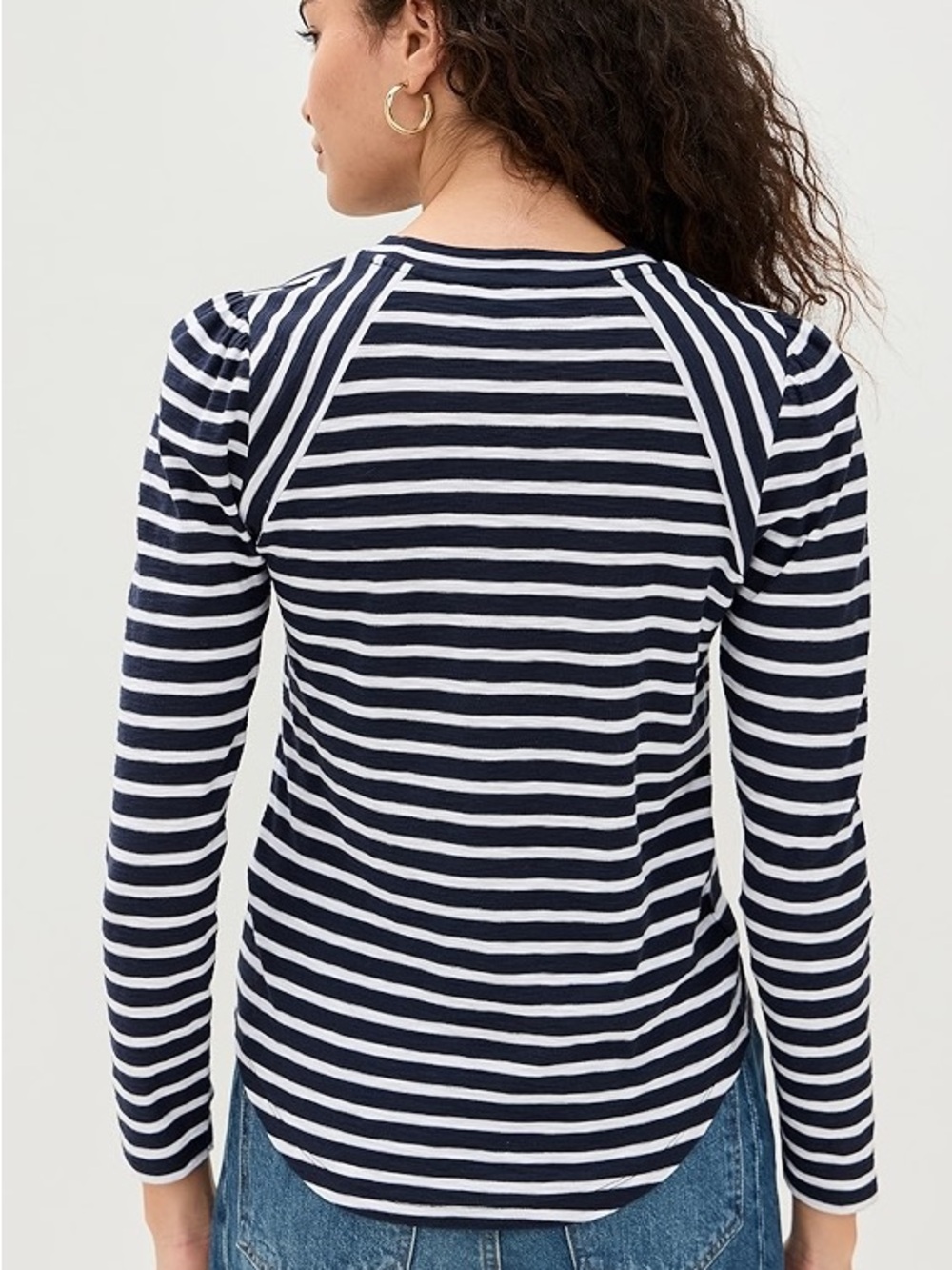 Veronica Beard Navy Mason Multistripe Long Sleeve Tee - Picture 3 of 6